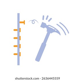 Hammering nails. Iconic illustration for banner, ppt, poster, and art work.