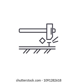 Hammering nails linear icon concept. Hammering nails line vector sign, symbol, illustration.