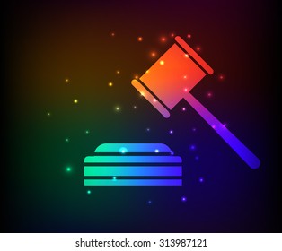 Hammer,law design,rainbow concept,clean vector