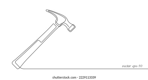 Hammer.Locksmith tool for work.One line drawing.Vector illustration.