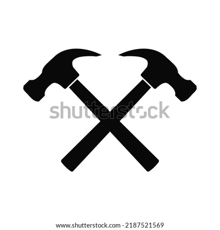 Hammers crossed vector illustration, Crossed hammers silhouette, Carpentry logo, carpenter symbol