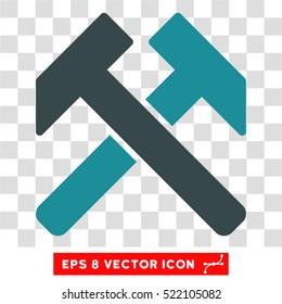 Hammers EPS vector pictogram. Illustration style is flat iconic bicolor soft blue symbol on white background.