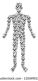 Hammers human avatar. Vector hammers icons are formed into person collage.