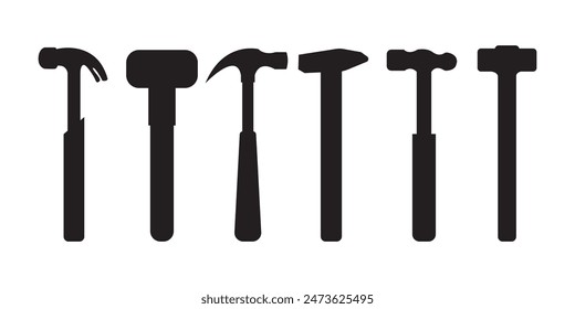 Hammers icon set. Hammer vector tool. Workshop instrument collection. Vector illustration design.