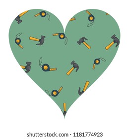 Hammers and measure tape heart frame