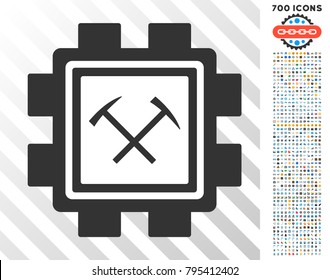 Hammers Mining Pool pictograph with 7 hundred bonus bitcoin mining and blockchain pictures. Vector illustration style is flat iconic symbols design for crypto currency software.