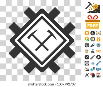 Hammers Mining Pool pictograph with bonus bitcoin mining and blockchain clip art. Vector illustration style is flat iconic symbols. Designed for bitcoin ui toolbars.