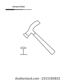 Hammers And Nail Icon Vector Design.