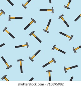 Hammers pattern with light blue background. Vector illustration