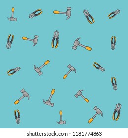 Hammers and pliers pattern background