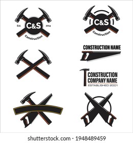 Logotipos de construcción de martillos y sierras