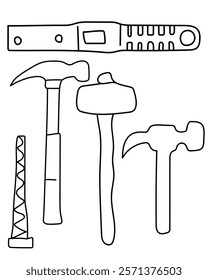 Hammers, Screw, Ruller Construction Vector tools are digital resources for architects, engineers, and designers tools typically use vector graphics to create precise,scalable illustrations.