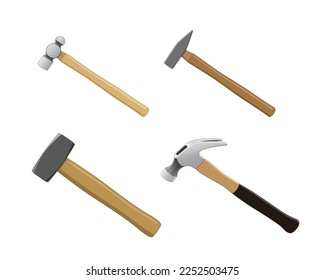 Hammers Set, vector illustration isolated on white background, EPS