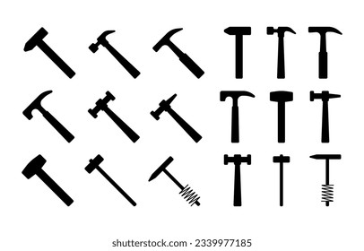 Hammers silhouette icons cliparts construction tools signs svg