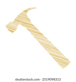 Hammers Silhouette in scribbled gold lines. Vector element illustration