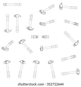 Hammers vector 3D icons - set. Tools background.