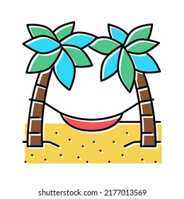 hammock between palm trees color icon vector. hammock between palm trees sign. isolated symbol illustration
