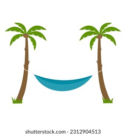 Hammock between palm trees. Vector illustration.