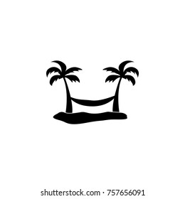 hammock between two palm trees icon on white background