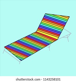 Hammock chair with colorful stripes, reclining chair, empty chaise longue on a vector illustration,