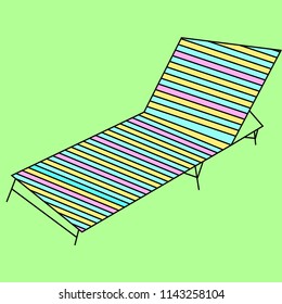 Hammock chair with colorful stripes, reclining chair, empty chaise longue on a vector illustration,
