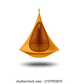 Hammock chair yellow color. Furniture for the rest and travel. Vector illustration 