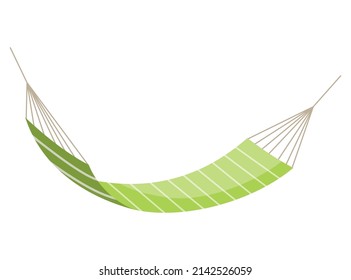 Hammock colorful. Summer recreation, relaxing, sleeping or resting accessory. Hanging fabric rope swinging. Modern relax decoration