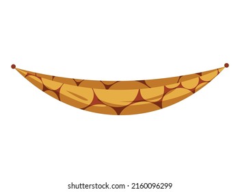Hammock colorful. Summer recreation, relaxing, sleeping or resting accessory. Hanging fabric rope swinging. Modern relax decoration