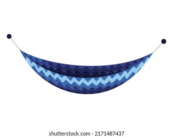 Hammock colorful. Summer recreation, relaxing, sleeping or resting accessory. Hanging fabric rope swinging. Modern relax decoration