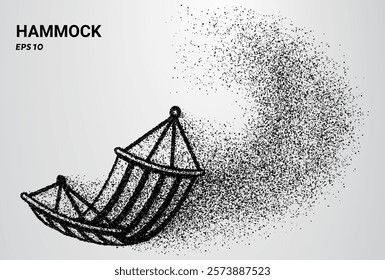 A hammock composed of small circles and dots, with particles swirling around it. Vector illustration.