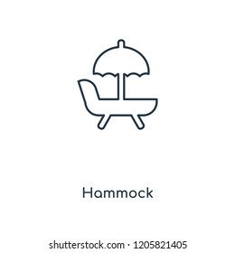 Hammock concept line icon. Linear Hammock concept outline symbol design. This simple element illustration can be used for web and mobile UI/UX.