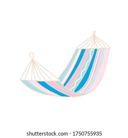 Hammock doodle vector illustration. Hammock for garden ob beach.