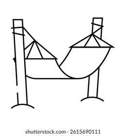 hammock for enjoying vacation line icon vector. hammock for enjoying vacation sign. isolated contour symbol black illustration