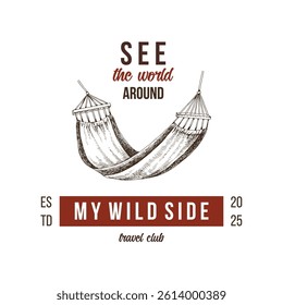 Hammock hand drawn vector logo template