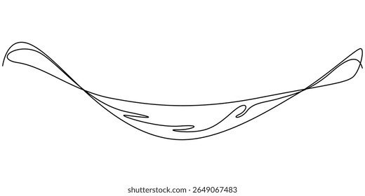A rede pendurou nas árvores, continuando um desenho de linha. Relaxe conceito estilo minimalista design de linha única. Ilustração vetorial, traçado editável, desenho contínuo de uma arte de uma linha de uma ilustração em rede.