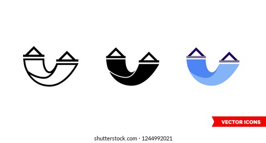 Hammock icon of 3 types: color, black and white, outline. Isolated vector sign symbol.
