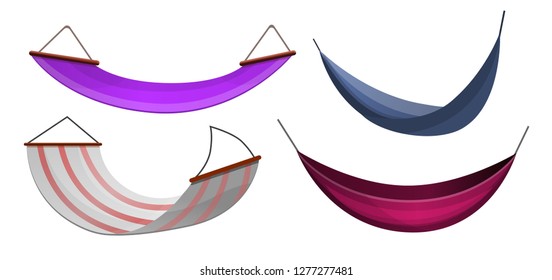 Hammock icon set. Cartoon set of hammock vector icons for web design