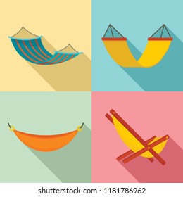 Hammock icon set. Flat set of hammock vector icons for web design