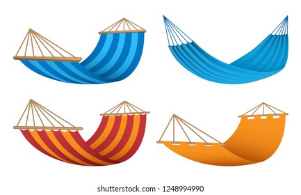 Hammock icon set. Realistic set of hammock vector icons for web design