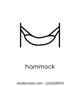 hammock icon. Trendy modern flat linear vector hammock icon on white background from thin line collection, outline vector illustration