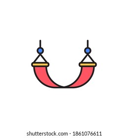 Hängematte Symbol, Vektorgrafik gefüllt Umriss. Campingausrüstung farbige Ikone. einzeln auf weißem Hintergrund