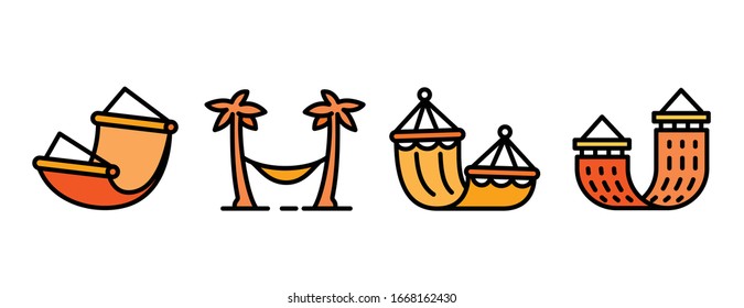 Hammock icons set. Outline set of hammock vector icons for web design isolated on white background