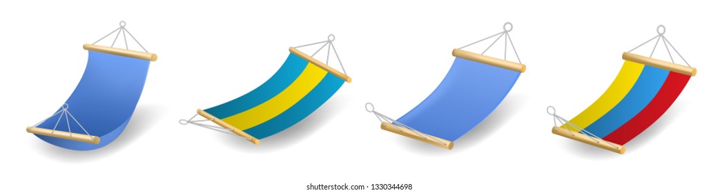 Hammock icons set. Realistic set of hammock vector icons for web design isolated on white background