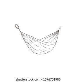 Hammock. Line art vector illustration.
