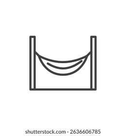 Hammock line icon. linear style sign for mobile concept and web design. Camping hammock outline vector icon. Symbol, logo illustration. Vector graphics