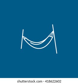 Hammock line icon on blue background