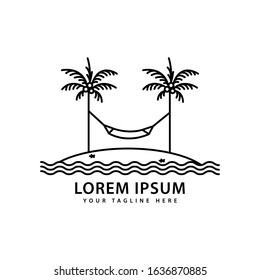 hammock logo design with outdoor palm trees