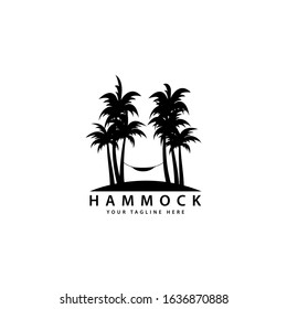 hammock logo design with outdoor palm trees