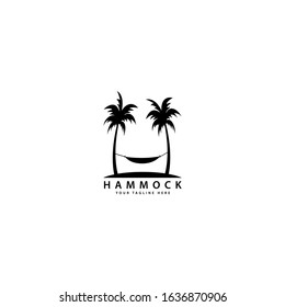 hammock logo design with outdoor palm trees