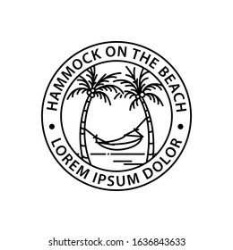 hammock logo round symbol stamp style outline vector design